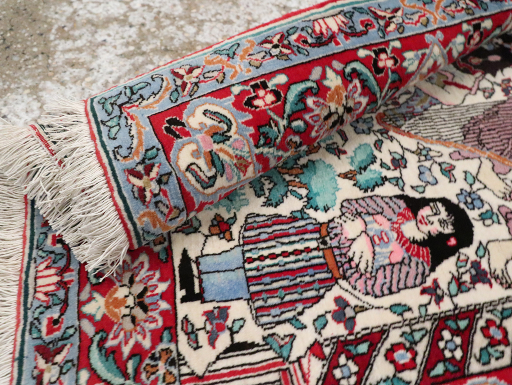 Vintage Pictorial Isfahan Rug, No.28025 - Staging