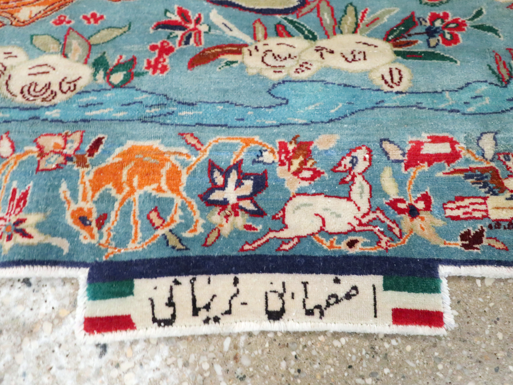Vintage Persian Pictorial Isfahan Rug, No.28026 - Staging