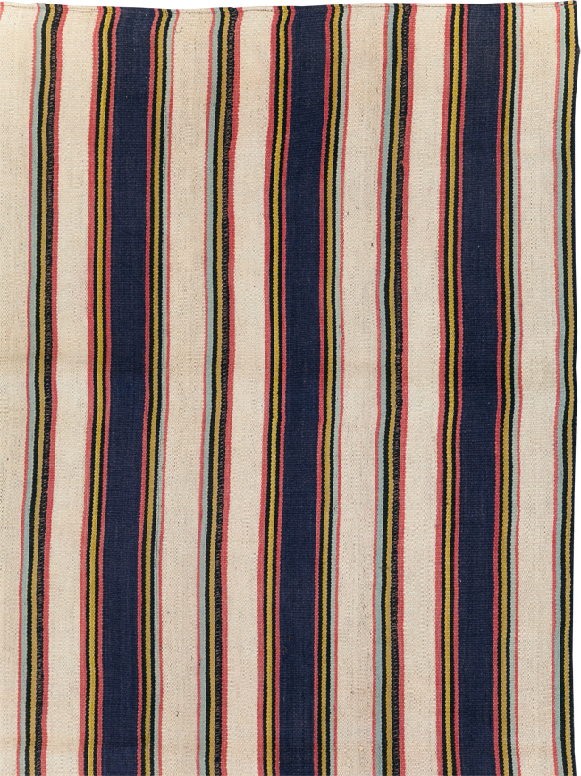 Vintage Persian Flatweave Kilim Small Room Size Carpet, No.28029 - Staging