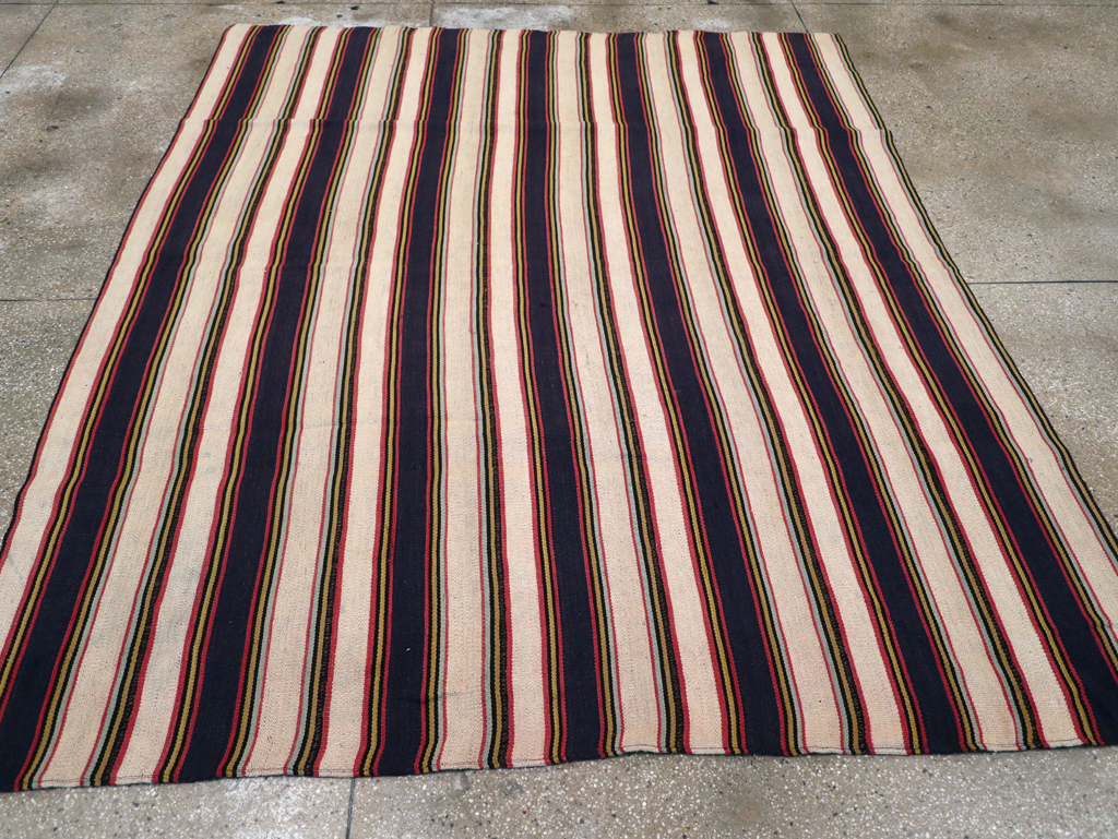 Vintage Persian Flatweave Kilim Small Room Size Carpet, No.28029 - Staging