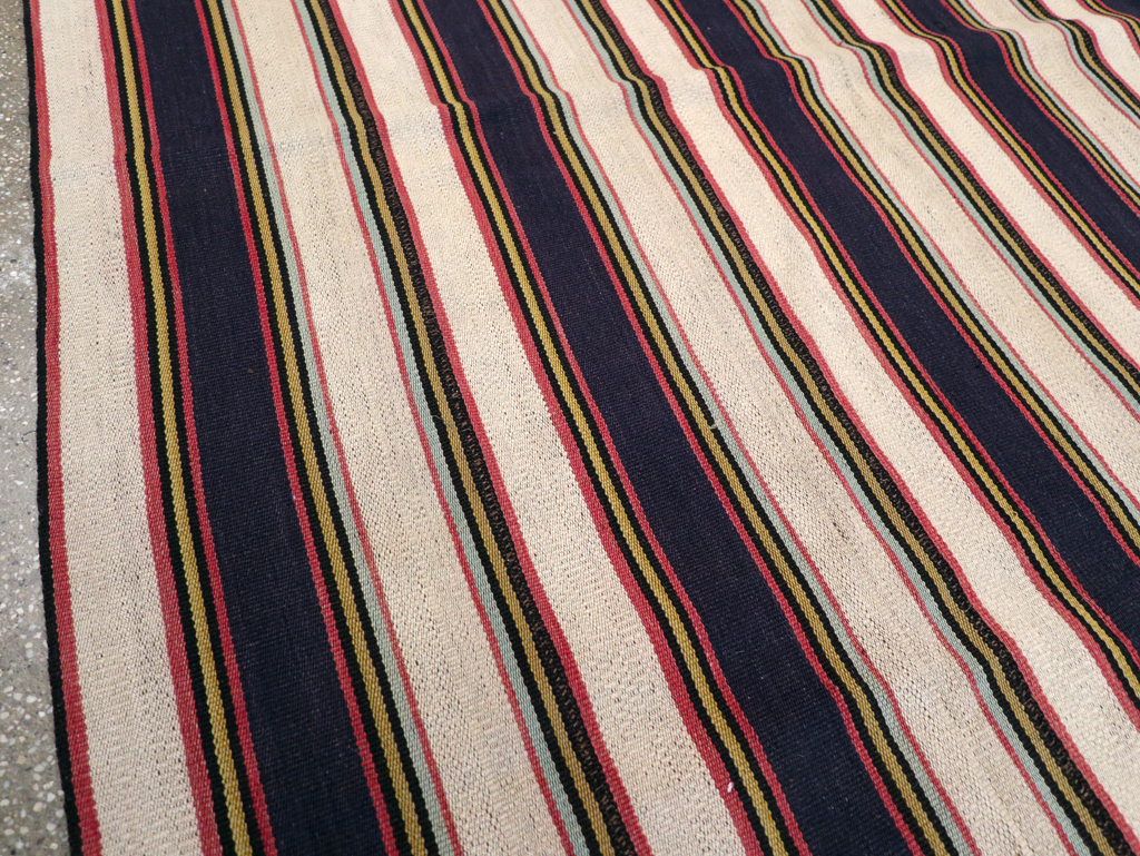 Vintage Persian Flatweave Kilim Small Room Size Carpet, No.28029 - Staging