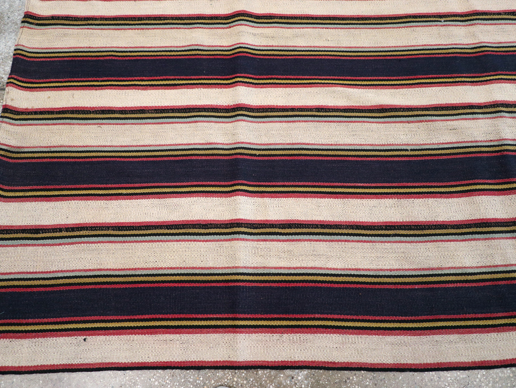 Vintage Persian Flatweave Kilim Small Room Size Carpet, No.28029 - Staging