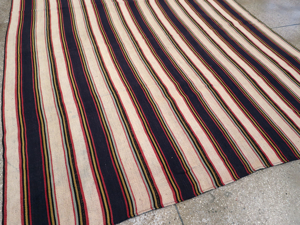Vintage Persian Flatweave Kilim Small Room Size Carpet, No.28029 - Staging