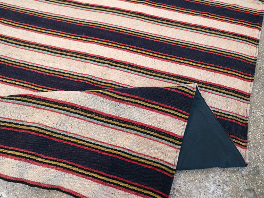 Vintage Persian Flatweave Kilim Small Room Size Carpet, No.28029 - Staging