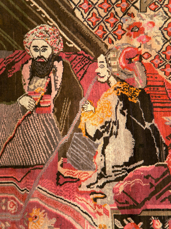 Vintage Pictorial Karabagh Rug, No.28032 - Staging