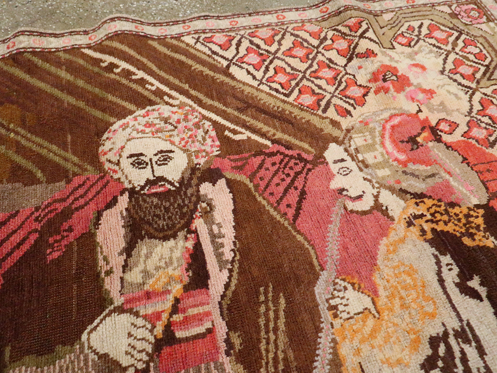Vintage Pictorial Karabagh Rug, No.28032 - Staging
