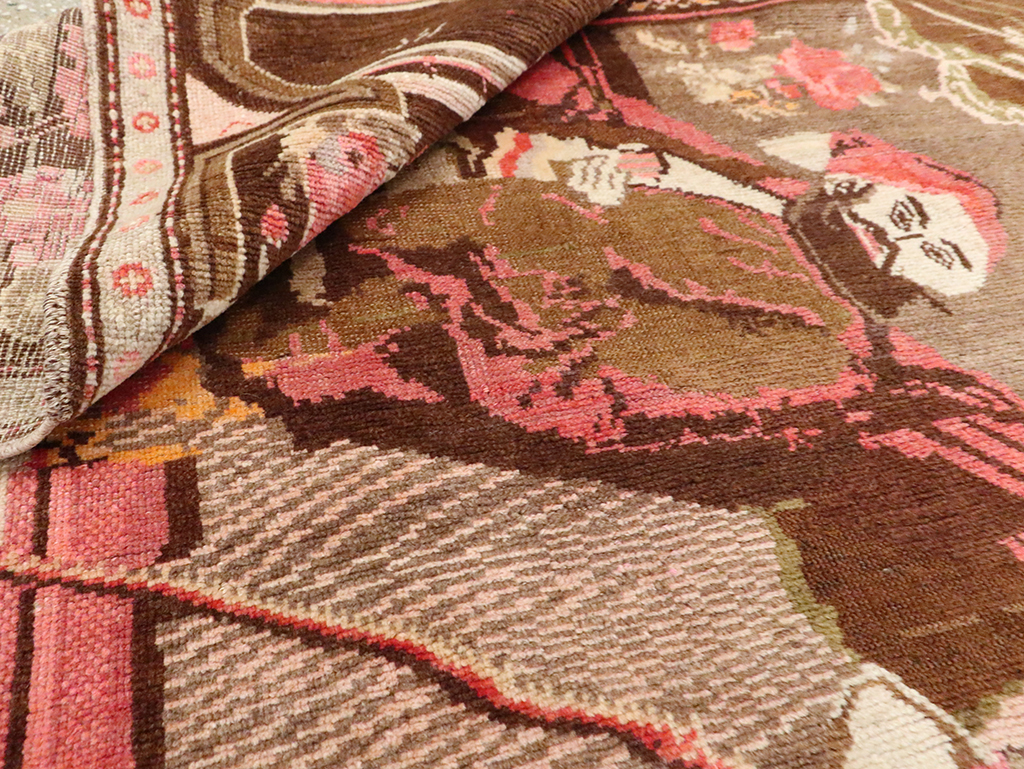 Vintage Pictorial Karabagh Rug, No.28032 - Staging