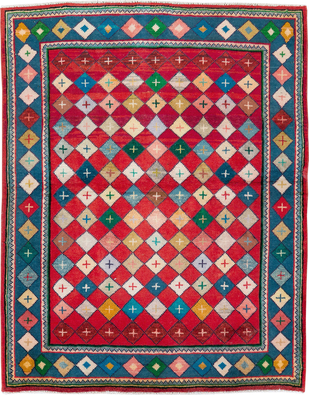 Vintage Persian Mahal Rug, No.28035 - Staging