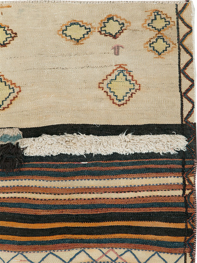 Vintage Persian Flatweave Kilim Small Runner, No.28037 - Staging