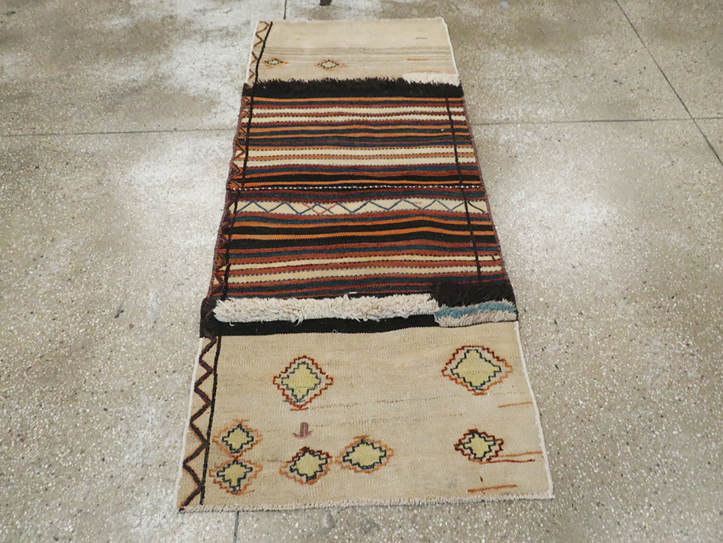 Vintage Persian Flatweave Kilim Small Runner, No.28037 - Staging