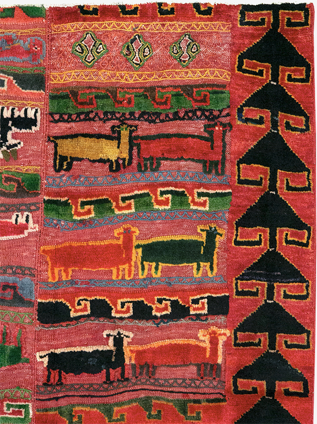 Vintage Persian Pictorial Kurd Accent Rug, No.28039 - Staging