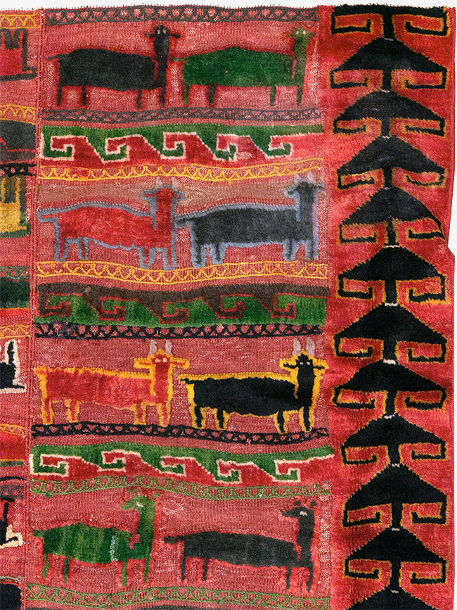 Vintage Persian Pictorial Kurd Accent Rug, No.28039 - Staging