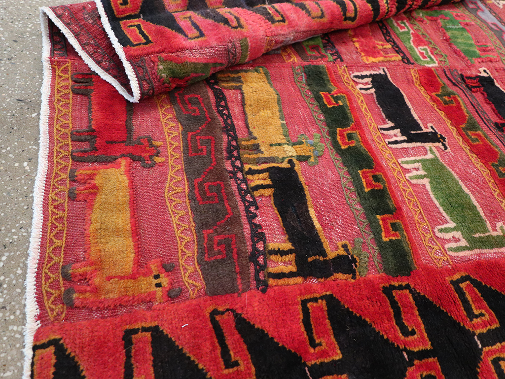 Vintage Persian Pictorial Kurd Accent Rug, No.28039 - Staging