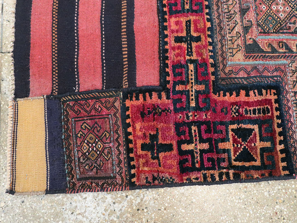 Vintage Persian Flatweave Kilim Throw Rug, No.28041 - Staging