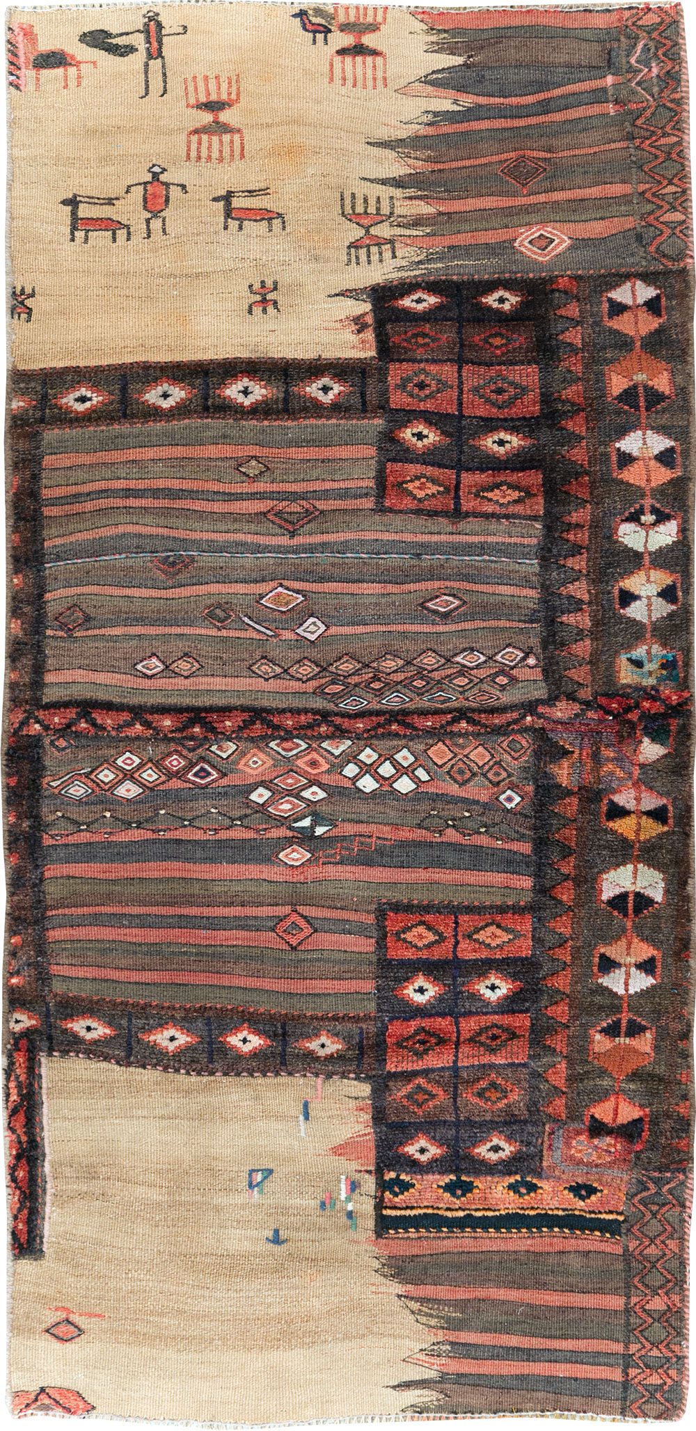 Vintage Persian Flatweave Kilim Throw Rug, No.28042 - Staging
