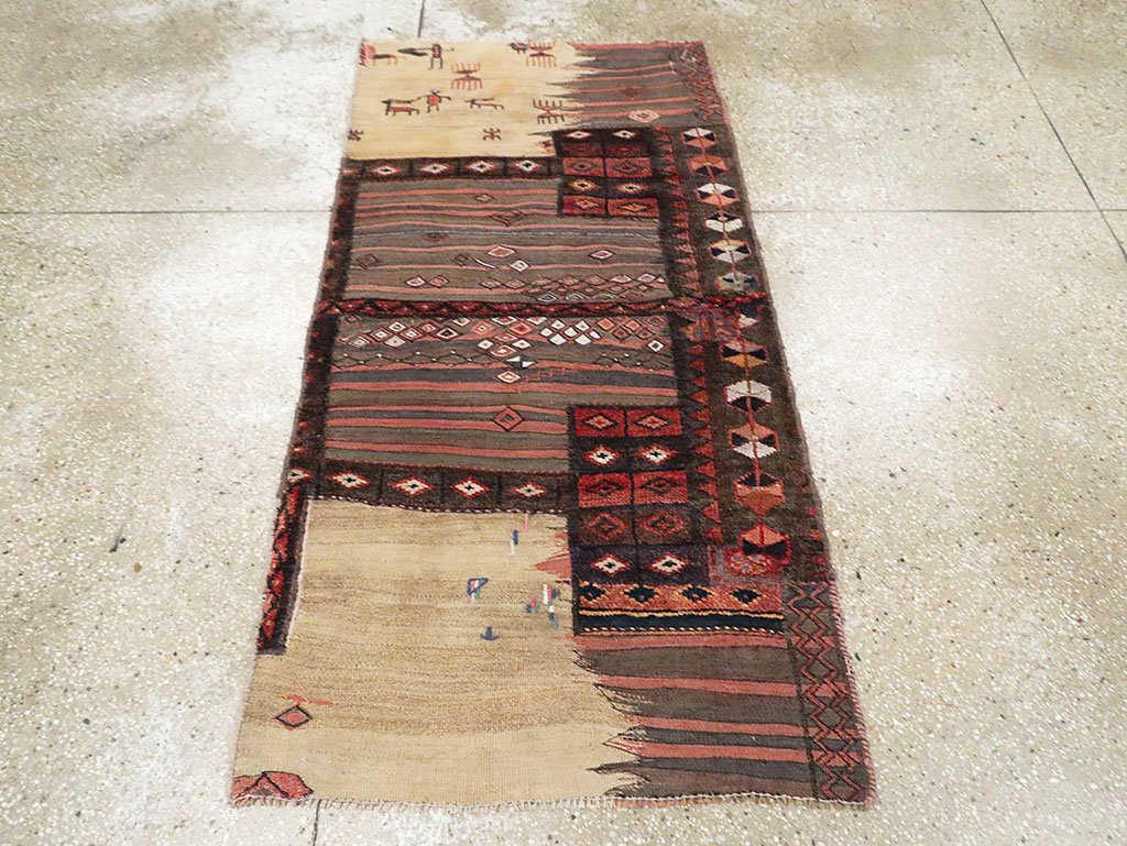 Vintage Persian Flatweave Kilim Throw Rug, No.28042 - Staging