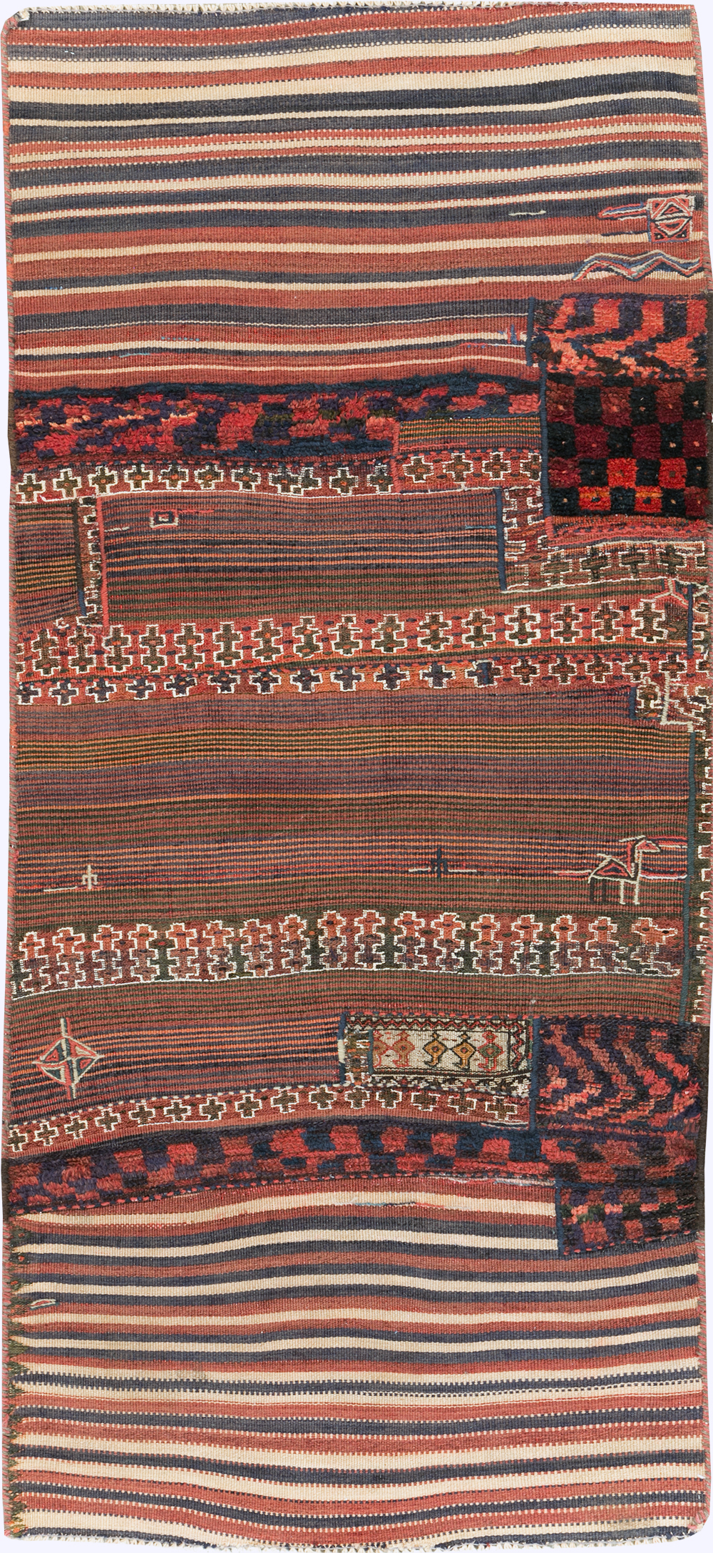 Vintage Persian Flatweave Kilim Throw Rug, No.28044 - Staging
