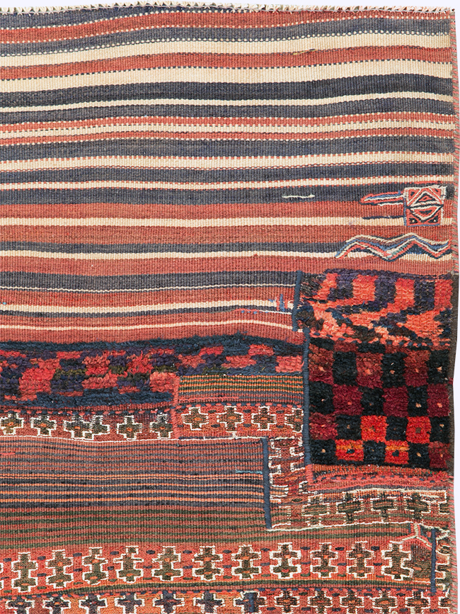 Vintage Persian Flatweave Kilim Throw Rug, No.28044 - Staging