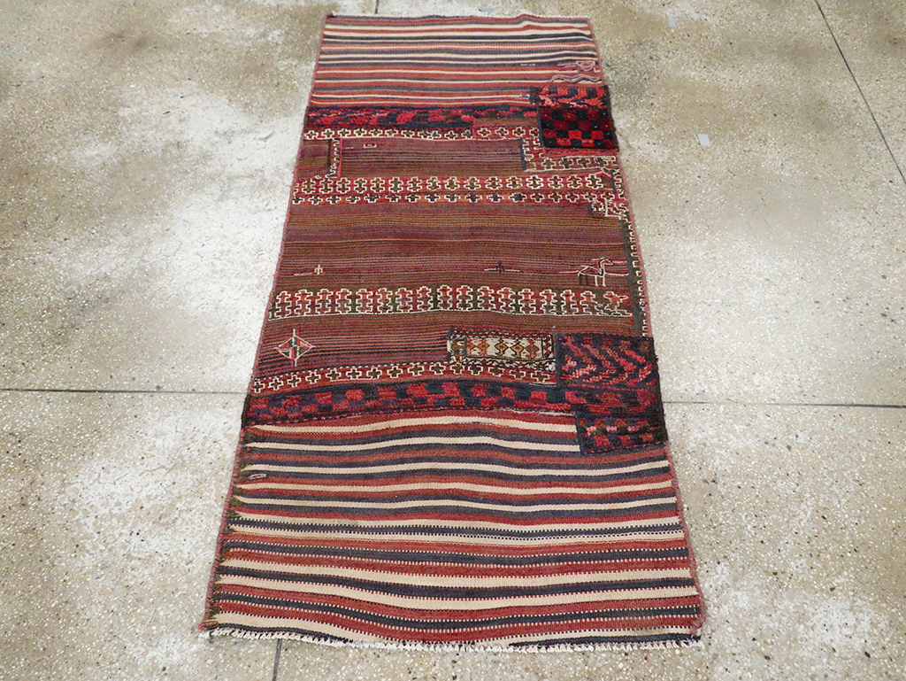 Vintage Persian Flatweave Kilim Throw Rug, No.28044 - Staging