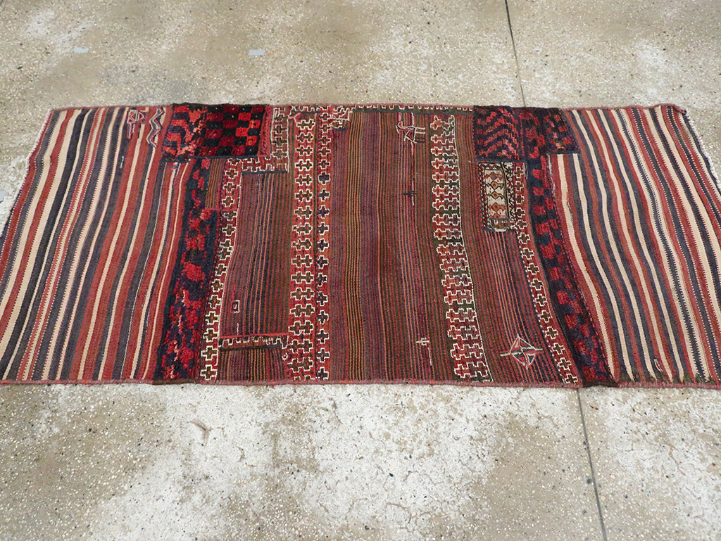 Vintage Persian Flatweave Kilim Throw Rug, No.28044 - Staging