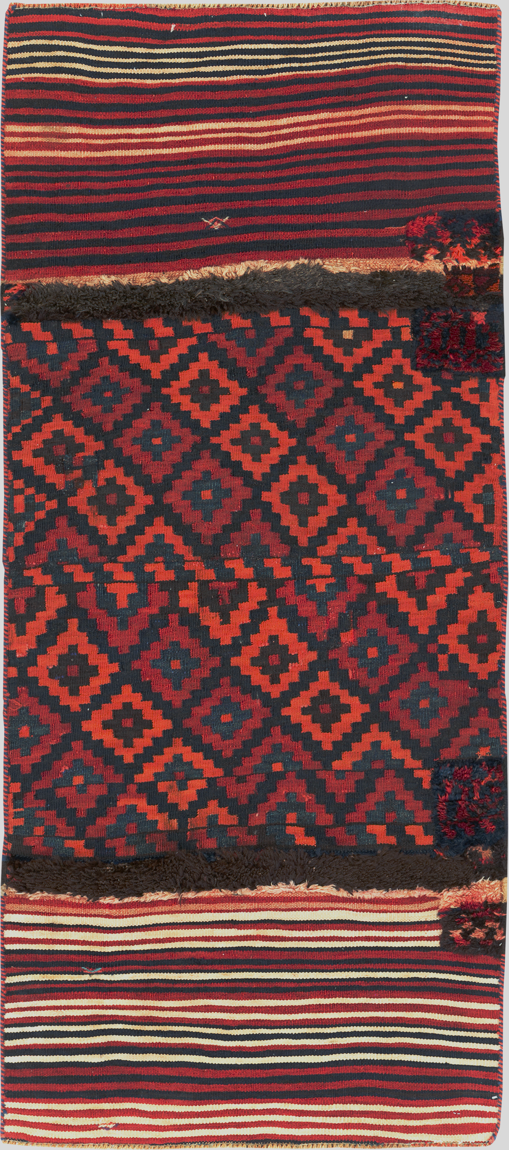 Vintage Persian Flatweave Kilim Small Runner, No.28045 - Staging