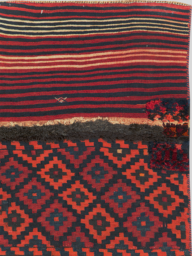 Vintage Persian Flatweave Kilim Small Runner, No.28045 - Staging