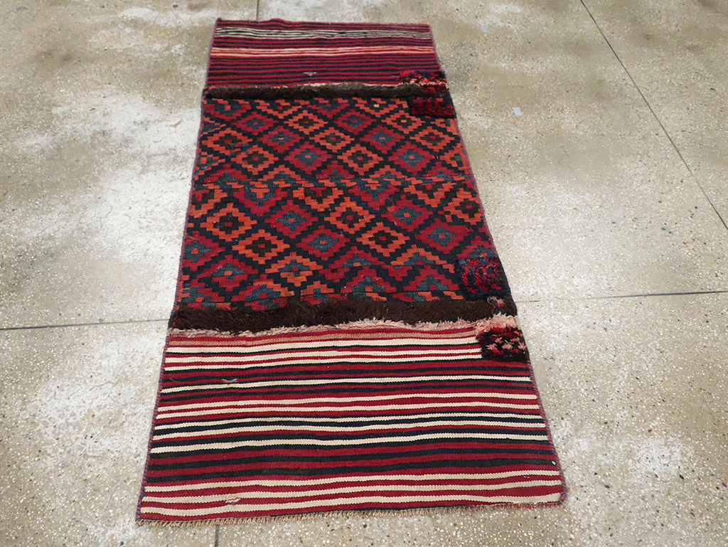 Vintage Persian Flatweave Kilim Small Runner, No.28045 - Staging