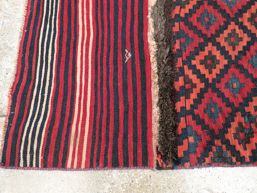 Vintage Persian Flatweave Kilim Small Runner, No.28045 - Staging