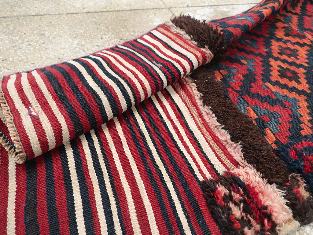 Vintage Persian Flatweave Kilim Small Runner, No.28045 - Staging