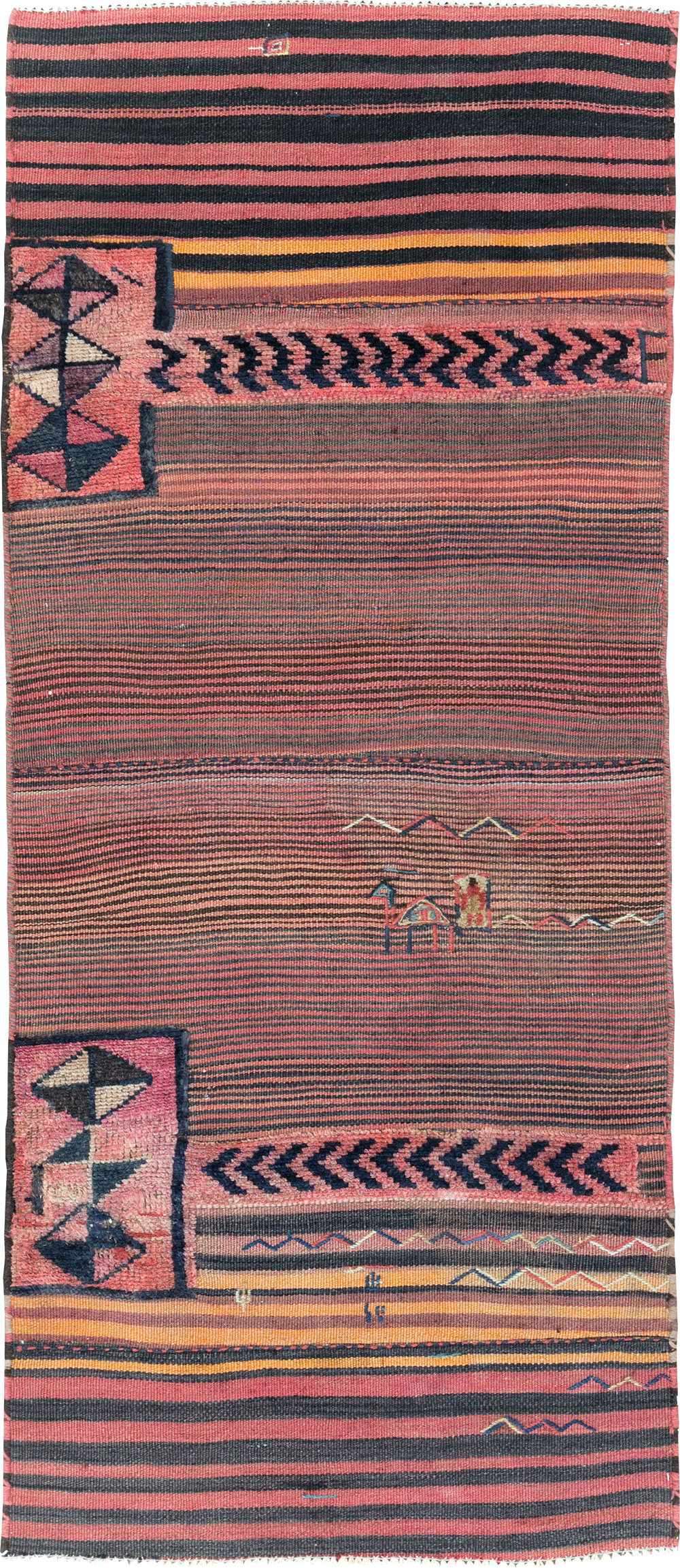 Vintage Persian Flatweave Kilim Throw Rug, No.28046 - Staging