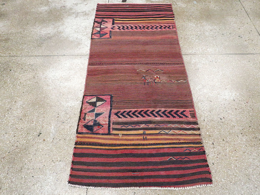 Vintage Persian Flatweave Kilim Throw Rug, No.28046 - Staging