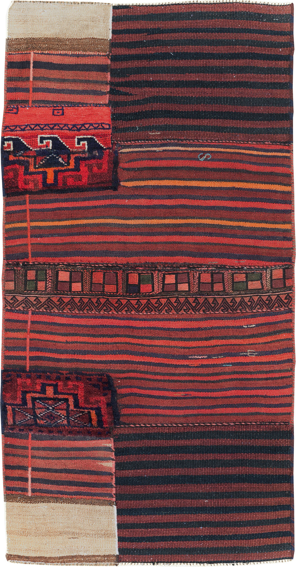 Vintage Persian Flatweave Rug, No.28048 - Staging