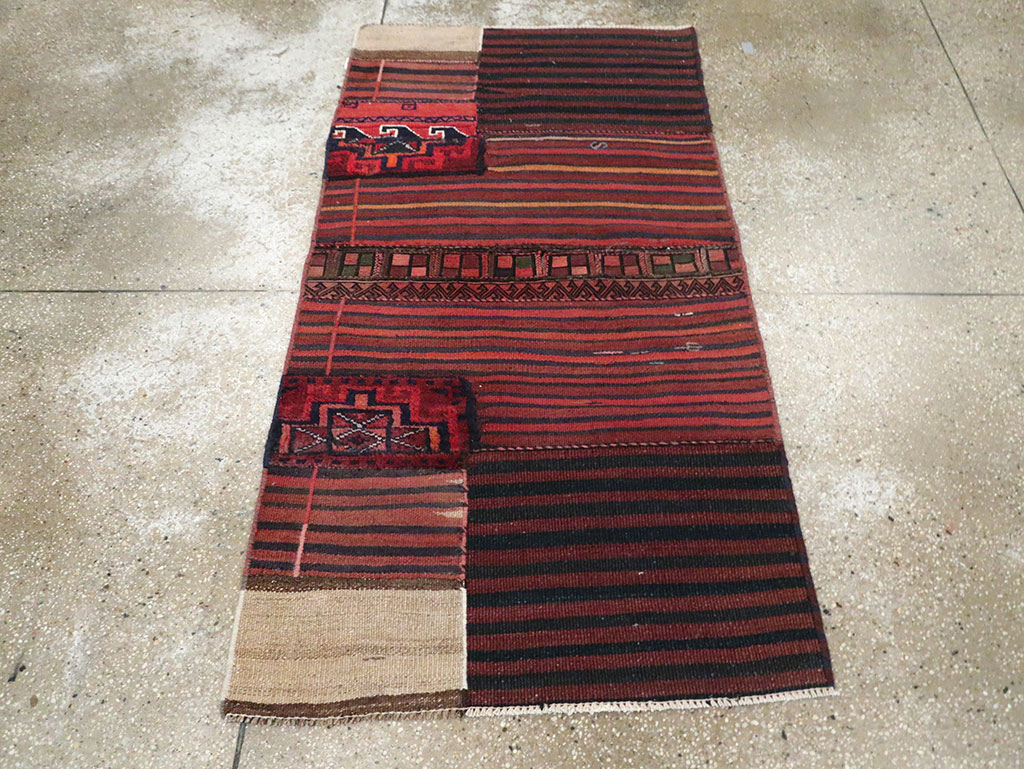 Vintage Persian Flatweave Rug, No.28048 - Staging