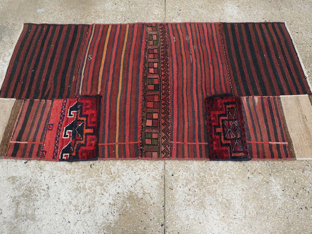 Vintage Persian Flatweave Rug, No.28048 - Staging