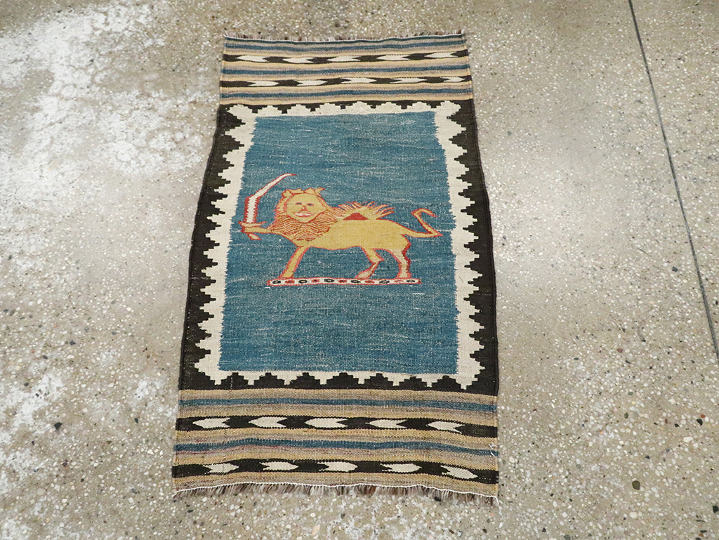 Vintage Persian Pictorial Kilim, No.28050 - Staging