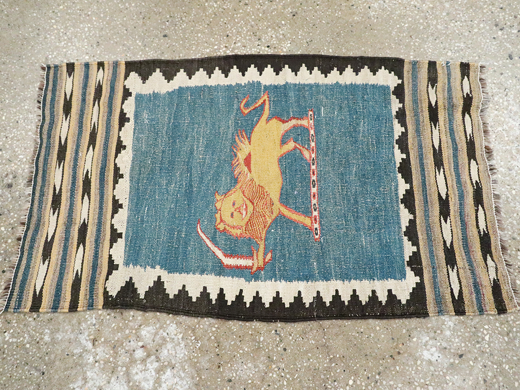 Vintage Persian Pictorial Kilim, No.28050 - Staging