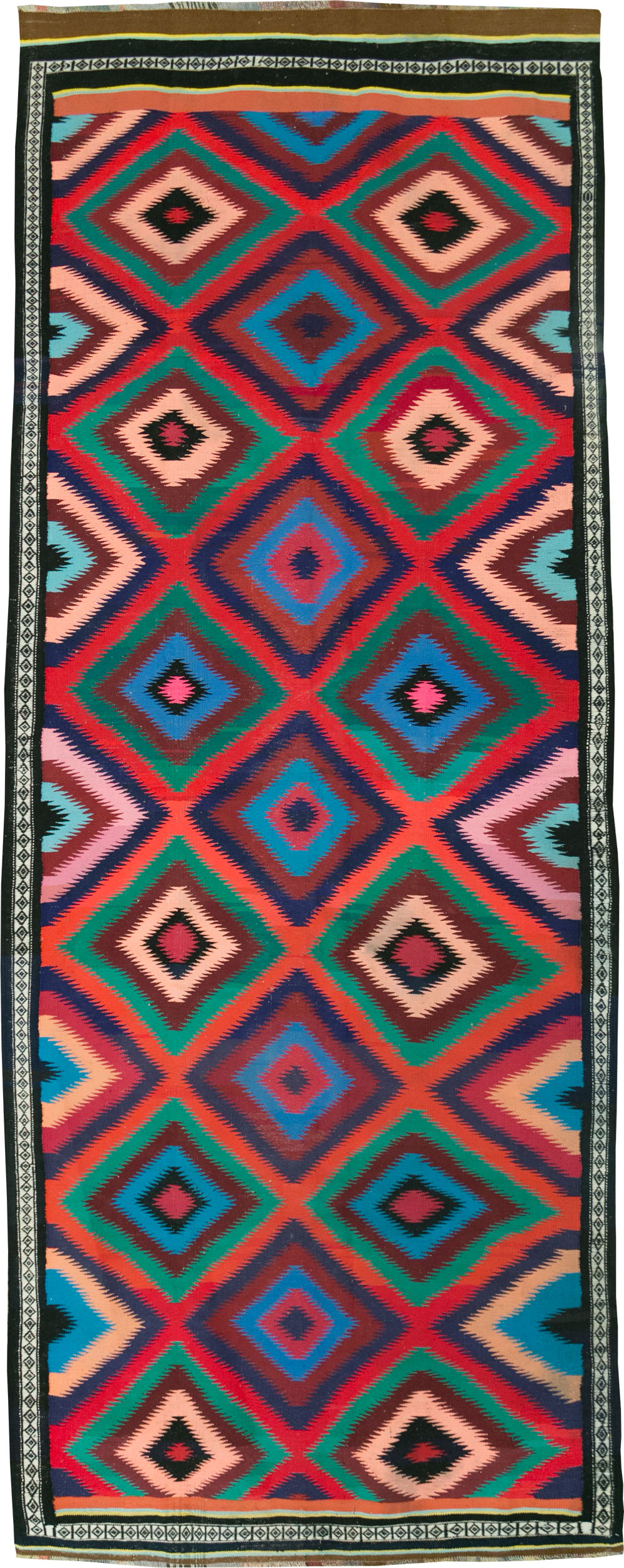 Vintage Persian Flatweave Kilim Gallery Carpet, No.28057 - Staging