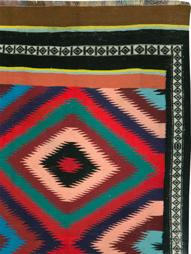 Vintage Persian Flatweave Kilim Gallery Carpet, No.28057 - Staging