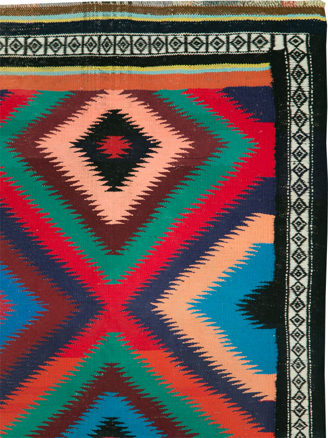 Vintage Persian Flatweave Kilim Gallery Carpet, No.28057 - Staging