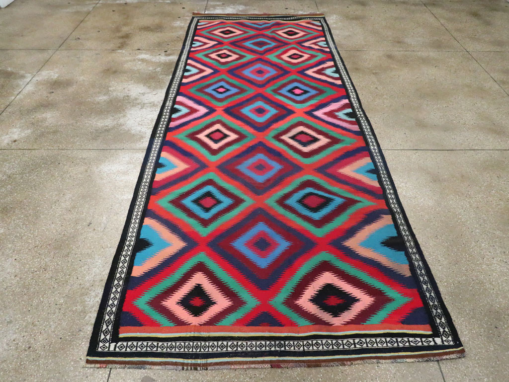 Vintage Persian Flatweave Kilim Gallery Carpet, No.28057 - Staging
