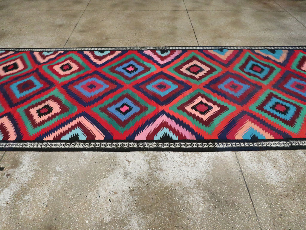 Vintage Persian Flatweave Kilim Gallery Carpet, No.28057 - Staging