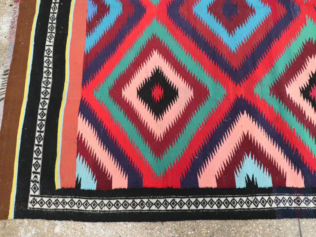 Vintage Persian Flatweave Kilim Gallery Carpet, No.28057 - Staging