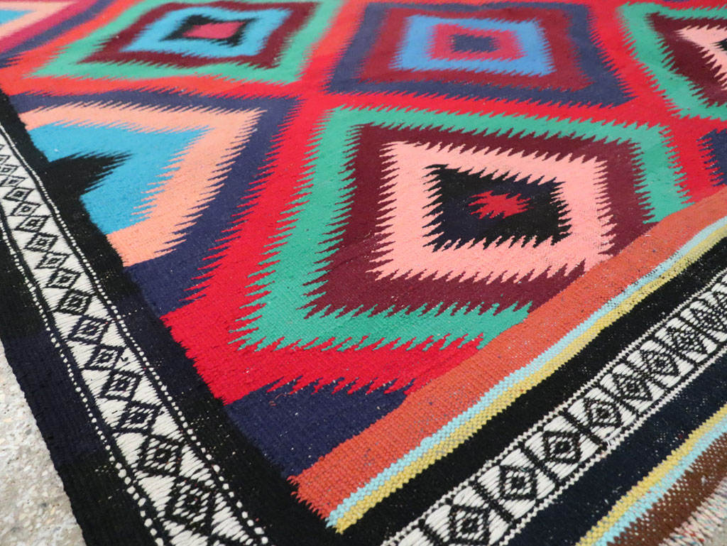 Vintage Persian Flatweave Kilim Gallery Carpet, No.28057 - Staging