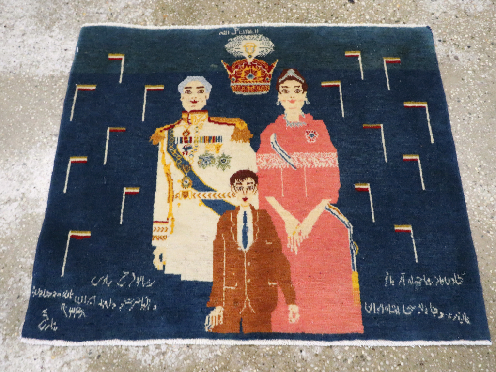 Vintage Persian Pictorial Tabriz Rug, No.28059 - Staging