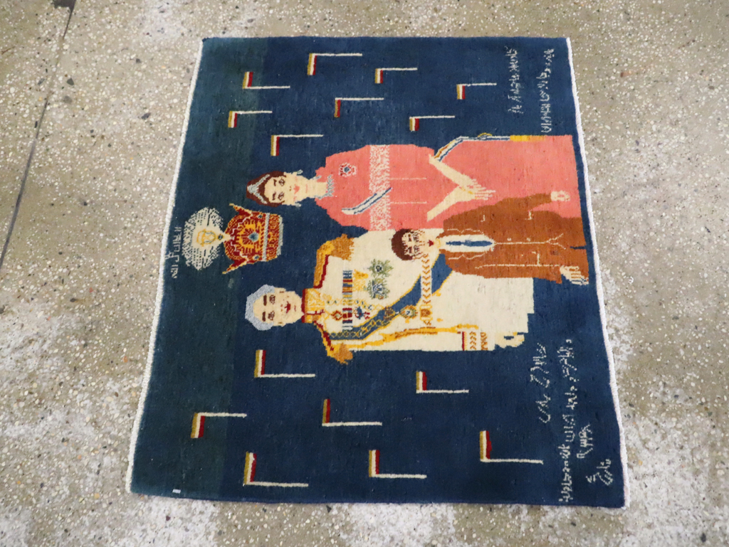 Vintage Persian Pictorial Tabriz Rug, No.28059 - Staging