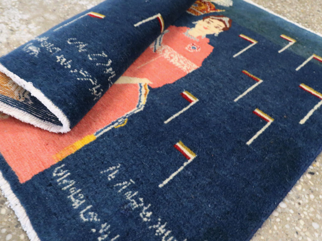 Vintage Persian Pictorial Tabriz Rug, No.28059 - Staging