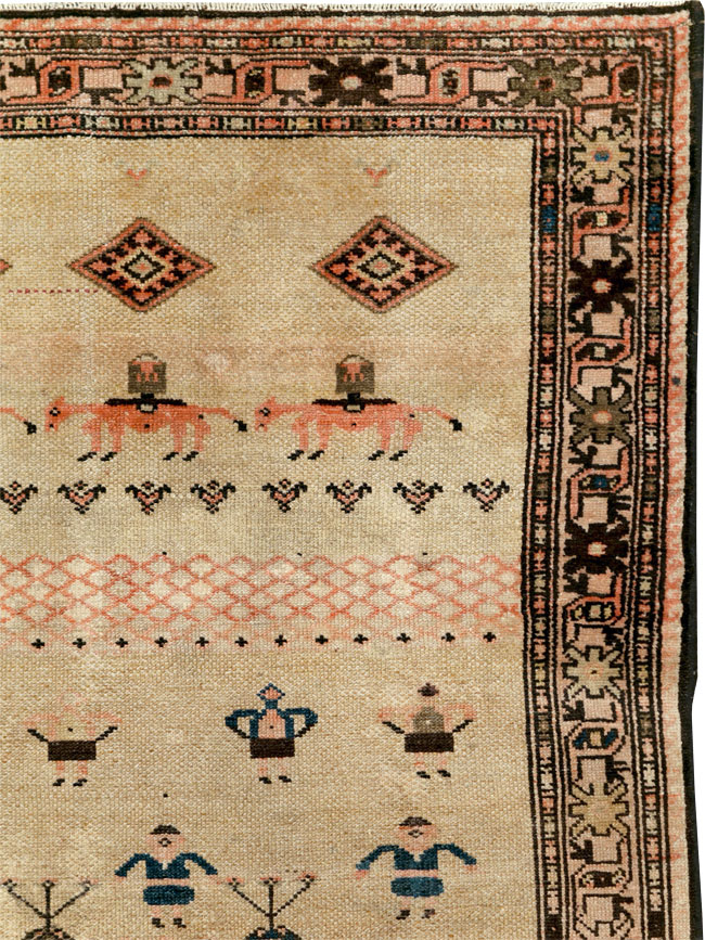 Antique Persian Serab Pictorial Runner, No.28065 - Staging