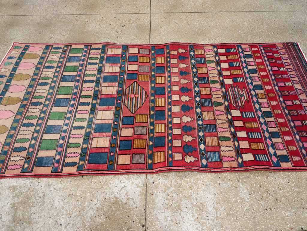 Vintage Persian Mashad Throw Rug, No.28067 - Staging