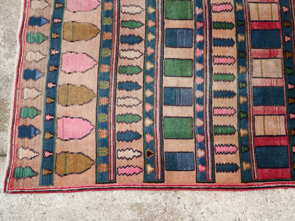 Vintage Persian Mashad Throw Rug, No.28067 - Staging