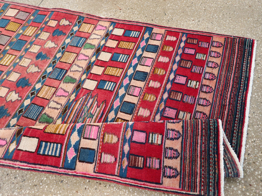 Vintage Persian Mashad Throw Rug, No.28067 - Staging